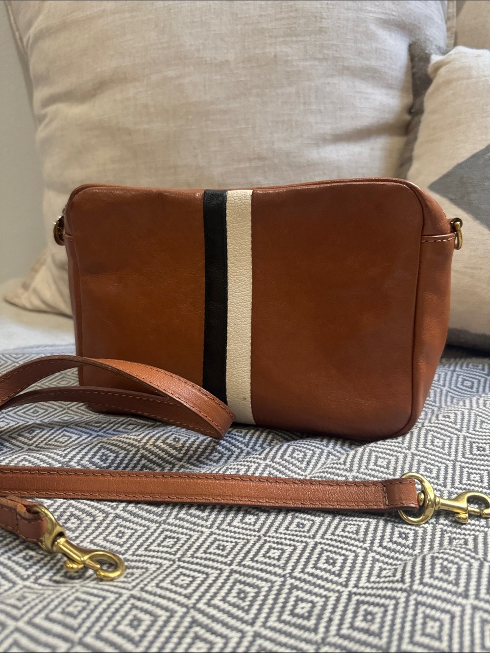 Clare V Midi sac w/ Black & White Stripe